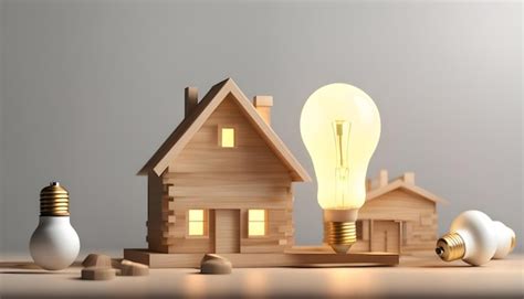 premium photo  house   light bulb  front   house