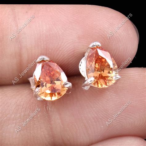 Padparadscha Sapphire Stud Earrings Peach Sapphire Earrings - Etsy