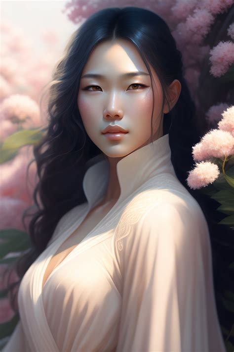 Lexica - Mixed race white Asian man,male, medium length hair smelling a