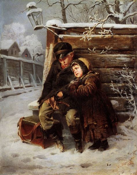 Картины Константина Маковского. Маленькие шарманщики. 1868