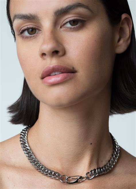 Chunky Silver Chain Necklace Statement Link Modern