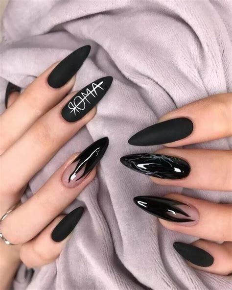 Дизайн Черных Миндальных Ногтей Фото — Richnail.ru