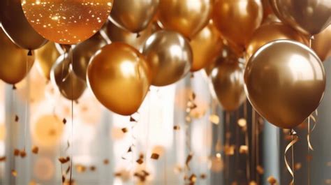 Premium AI Image | A party with gold and gold balloons and confetti