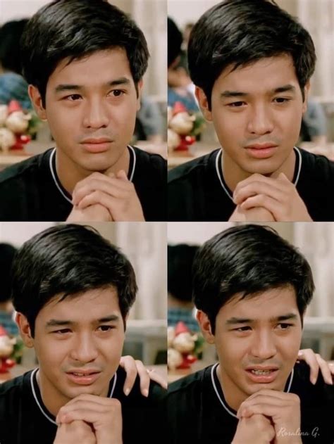 multiple pictures of a man making faces with his hand on his chin and ...