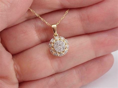 ct  cut vvsd diamond cluster pendant  yellow gold finish