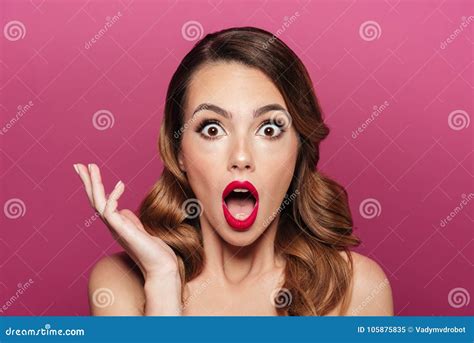 Shocked Beautiful Lady with Make Up Looking Camera Stock Image - Image ...