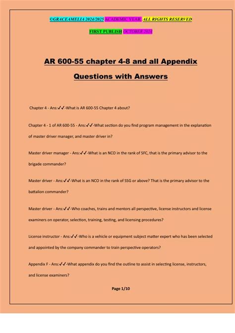 AR 600-55 chapter 4-8 and all Appendix Questions with Answers - AR 600