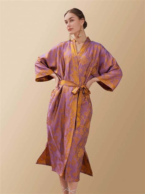 Purple Floral Kimono Robe | Best Bath Robes | Bride Dressing Gown - Ulivary
