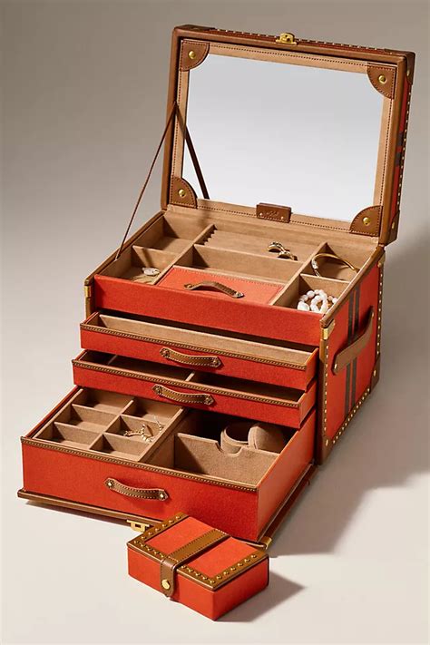 wolf  ida leather jewelry trunk box anthrohome
