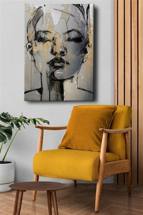 D&O Dekor Ofisi Soyut Karakalem Kadın Modern Dekoratif Kanvas Tablo