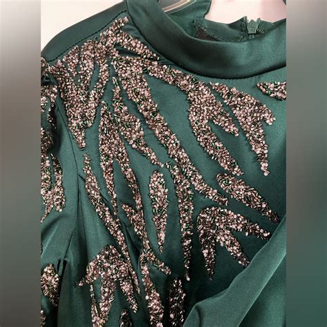 Emerald Green Satin Modest Long Dress - Gem