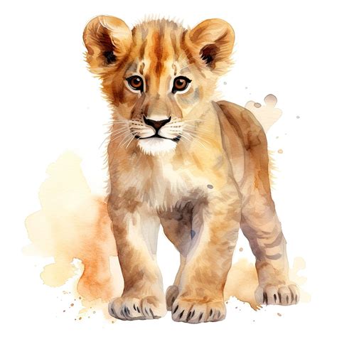 Premium Photo | Watercolor Baby Lion