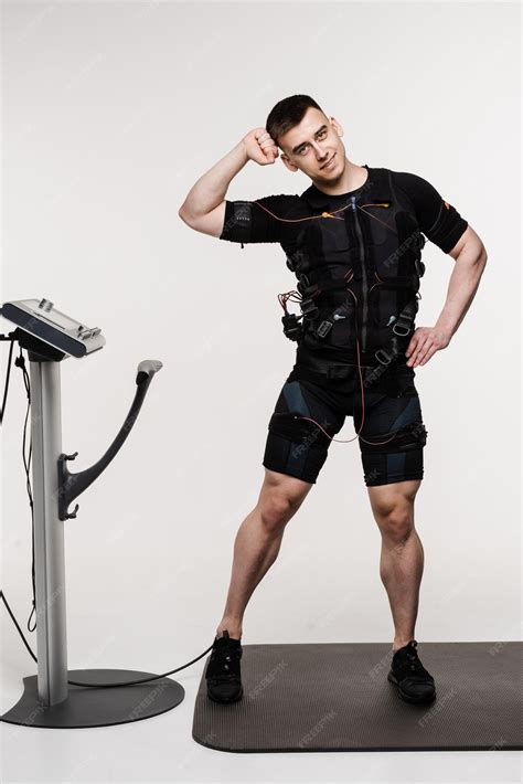 Premium Photo | Sport training in electrical muscle stimulation suit