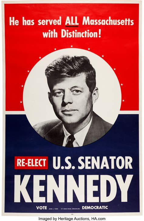John F. Kennedy: 1958 Senate Re-election Poster.... Political 3D
