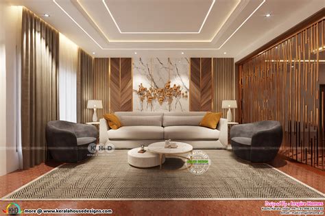 elegant modern living room interior design  warm tones  layered