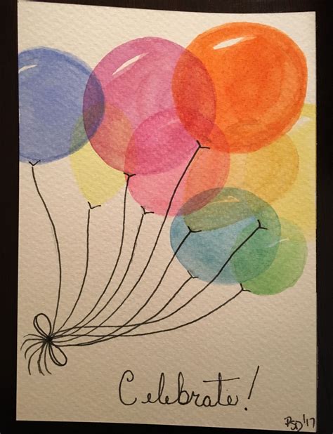 watercolor balloon birthday card - Wyatt Sibley