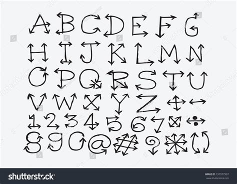 sketch arrows alphabet arrow font  stock vector royalty