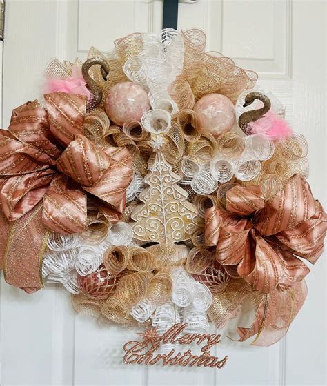 Merry Christmas Rose Gold Wreath. - Etsy