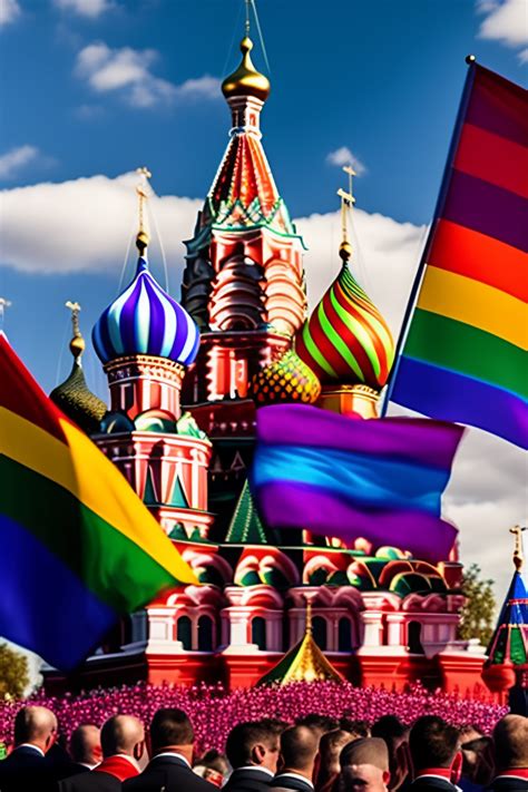 Lexica - Vladimir Putin portrait photo at red square gay pride parade