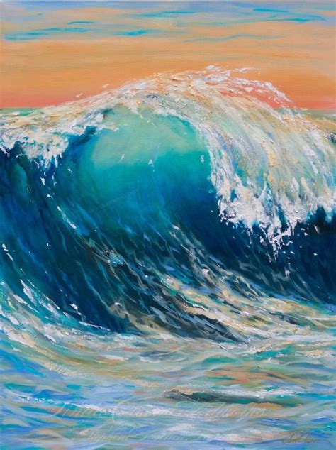 Curl at Sunset Painting | Sunset painting, Wave painting, Acrylic ...