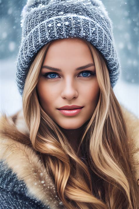 professional portrait photograph of a gorgeous Norwegian girl in winter