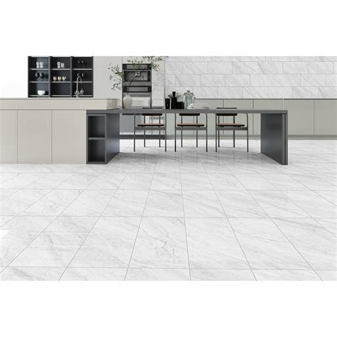 Harmony White Polished Porcelain Tile | Floor and Decor