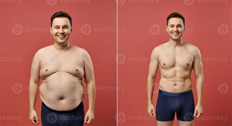 male body transformation concept showcasing weight loss  fitness