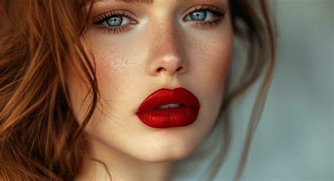 AI generated red lipstick makes a girl look gorgeous 37038460 Stock ...