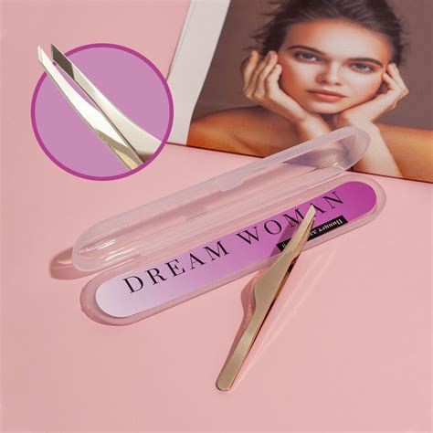 Пинцет для бровей и ресниц Dream Woman профессиональный скошенный ...