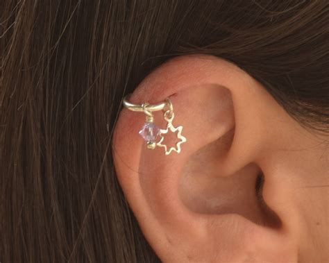 helix piercing hoop helix earring hoop star helix hoop etsy