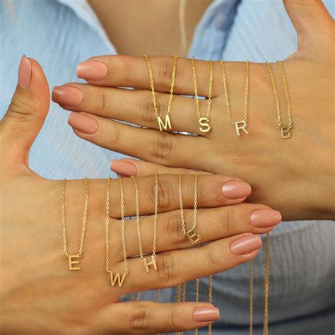 solid gold initial necklaceminimalist initial necklace