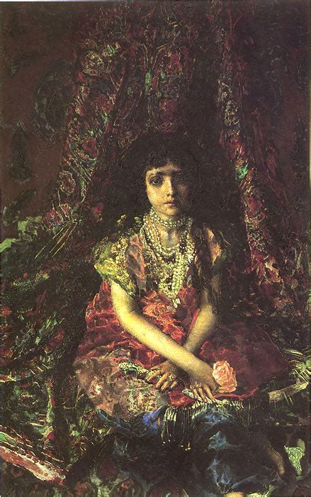 Vrubel Painting - Portrait of a Girl Against a Persian Carpet
