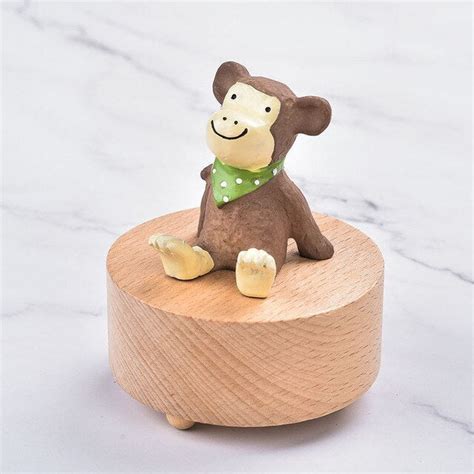 wooden rotating  box monkey earth toys
