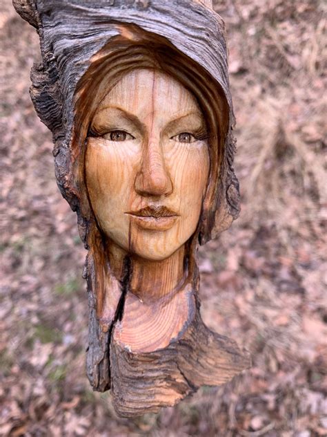 Female Face, Wood Carving, Hand Carved Wood Art, Wood Wall Art, Pixie ...