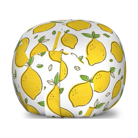 Lemons Storage Toy Bag Chair, Continuous Citrus Fruits Leaves