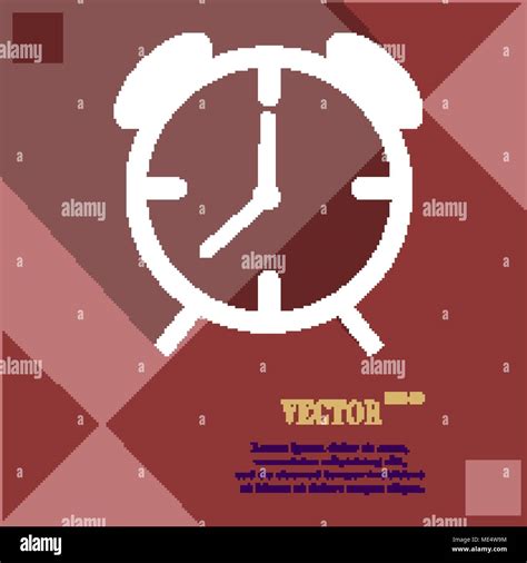 alarm clock icon symbol  red abstract geometric background  long