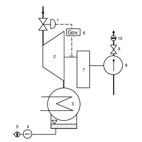 schematic diagram  turbine pump unit  control valve  steam