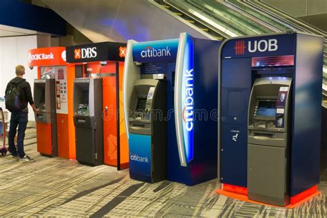 bank atms  singapore changi international airport editorial