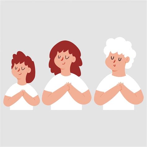 Premium Vector | Grateful women with chest hand and closed eyes ...