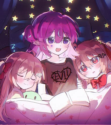 neuro-sama, evil neuro-sama, and camila (indie virtual youtuber) drawn
