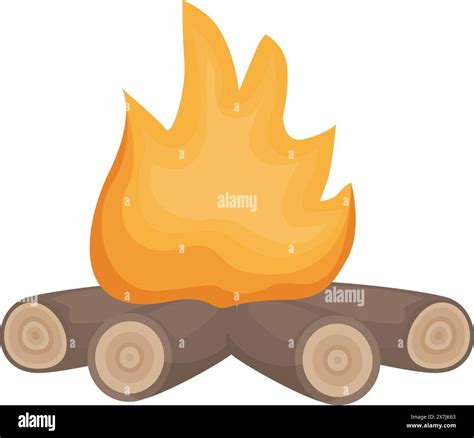 vibrant cartoon campfire illustration  logs  flames   natural