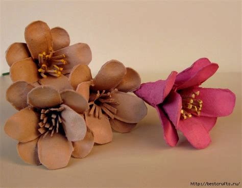 Цветы из яичных лотков и пластиковых бутылок - Russian-Handmade.com