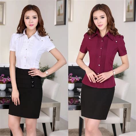 Plus Size Business Women Office Suits With Skirt And Tops Sets Blouse ...