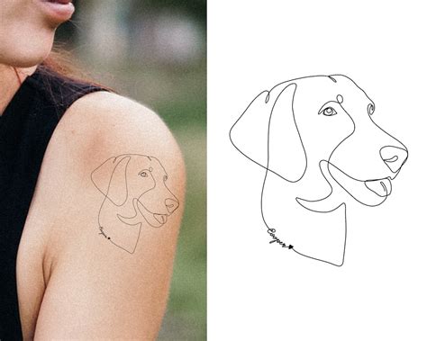 Dog Line Art Tattoo Commission Custom Dog Portrait Pet Art - Etsy