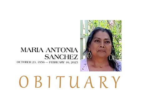 OBITUARY: MARIA ANTONIA SANCHEZ | The Canadian Record
