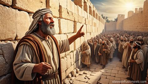 Nehemiah Rebuilding Jerusalem Wall | Stable Diffusion Online