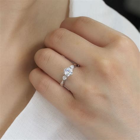 Diamond Simulant Engagement Ring Sterling Silver Wedding Ring - Etsy