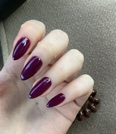 Dark Purple Nails, Plum Nails, Purple Acrylic Nails, Almond Acrylic