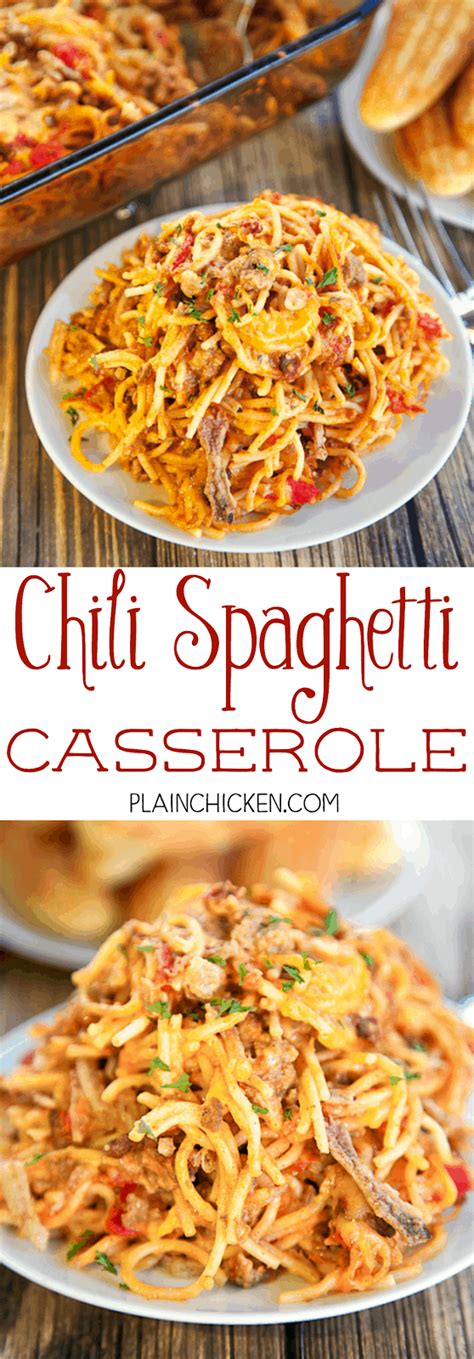 Chili Spaghetti Casserole - Plain Chicken