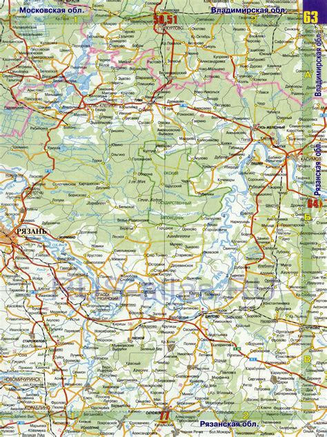 Автомобильная карта Рязанской области. Карта дорог - Рязанская область ...